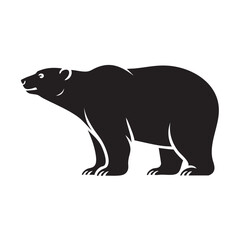 Simple Happy Bear Walking Vector Silhouette Icon