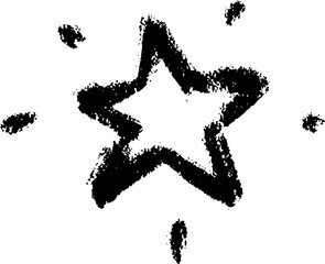 hand drawn doodle star sketch with ink texture