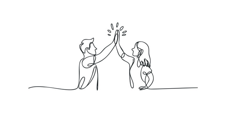 Two people give each other a high five gesture