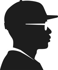 Silhouette of a young man wearing a baseball cap and sunglasses in profile view conveying a cool and stylish modern aesthetic vector
