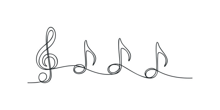 black line art music notes on white clip art preview