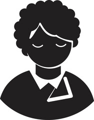 Stylized silhouette of a person with curly hair wearing a collared shirt representing identity and individuality abstract icon vector