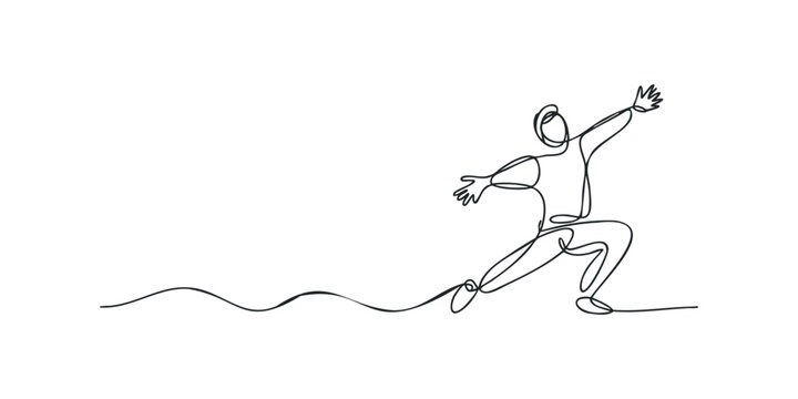 Man in motion captured in continuous line drawing