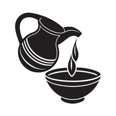 Clay Pitcher Pouring Water Silhouette Vector