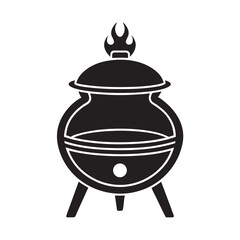 Clay Tandoor Oven Cooking Silhouette Vector