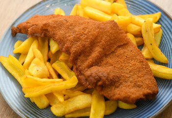 Fried chicken with french fries 