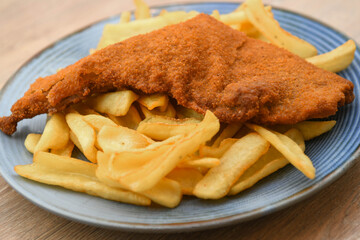 Fried chicken with french fries 