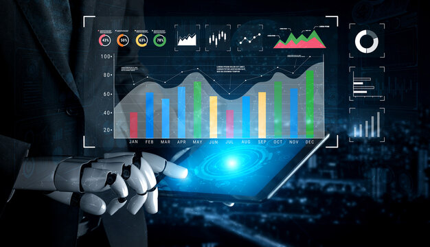 An AI dashboard for business data analysis and performance monitoring. A collection of AI generated charts for strategic company evaluation. Motif