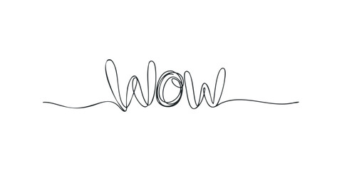 Hand-drawn word "wow" in continuous line style
