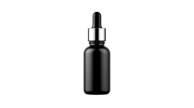 Shiny Black Dropper Bottle with Silver Cap image