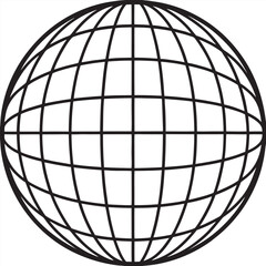 Simple globe grid illustration with black lines