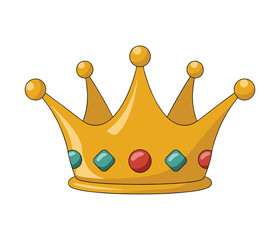  Cartoon Gold Crown with Jewels - Royal King or Queen Diadem Vector Illustration