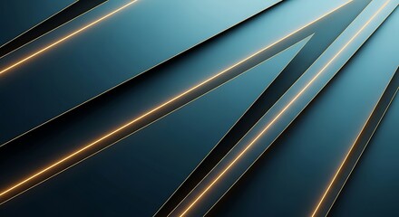 Obraz premium Abstract dark blue background with glowing golden lines, a modern design