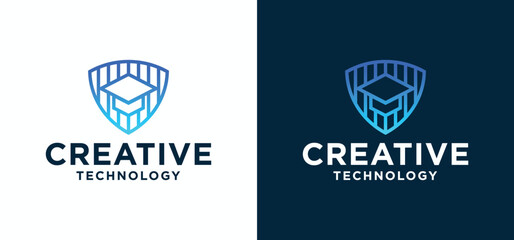 Obraz premium Education identity Logo Design Template, Digital Technology logo, School Logo, university, Digital learning.