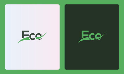 Eco Text with Leaf Logo Design