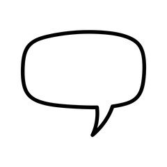 Naklejka premium Illustration of a simple black outlined speech bubble on a plain white background space silhouette