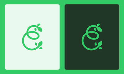 E Letter with Leaf Logo Design
