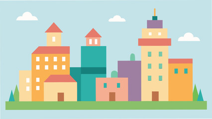 Vector art of a vibrant cityscape illustration showcasing modern architecture and urban design, capturing the essence of city life