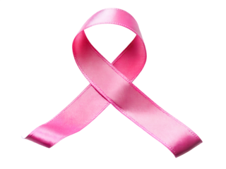 Pink ribbon for breast cancer awareness, isolated on transparent background