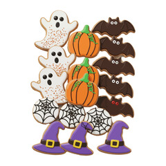 Fototapeta premium Spooky Halloween Cookie Platter 3D Vector with Detailed Frosting 
