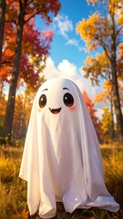 Cute ghost in autumnal forest (1)