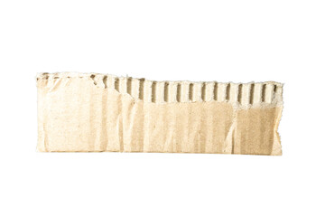 A piece of torn cardboard showcasing a textured surface with distinct ridges, perfect for crafting, background design, or artistic projects and concepts.