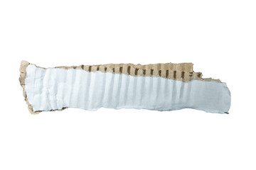 Wavy edge of a torn piece of paper with a textured brown cardboard strip on one side. This unique composition serves various creative and design applications.