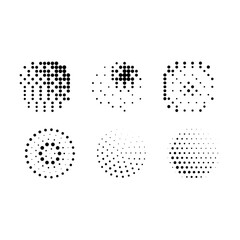 Halftone Ellipse Shape Set Halftone Dot Compositions in Various Shapes Vector art