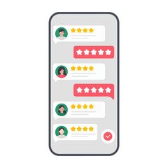 smartphone star rating icon for feedback review