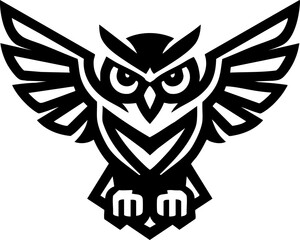 Geometric Owl Head Vector Logo in Minimal Black Silhouette Style