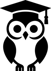 Graduation Owl Icon Wearing Cap and Glasses Representing Academic Success