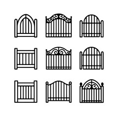 set of outline icons gates vector on a white background
set of 9 line icons, vector, on a white background