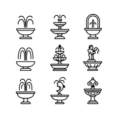 set of outline icons fountains vector on a white background
set of 9 line icons, vector, on a white background
