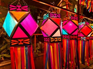 Colorful traditional Lanterns in Various Shapes Akash kandil (Diwali decorative lamps) Hang out...