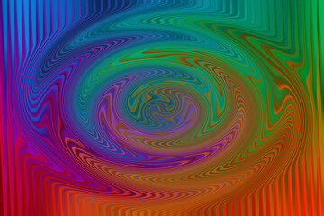 Vibrant psychedelic swirl pattern with rainbow colors and distorted lines