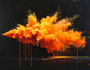 Orange ink explosion on black background