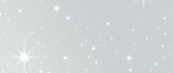 Sparkling White Stars on Soft Gray Background