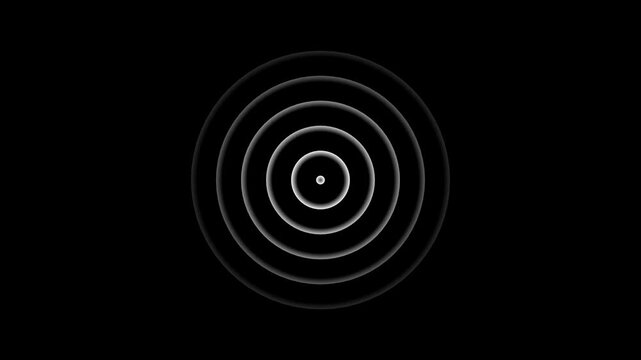Abstract concentric circles expanding outward on black background subtle ripple effect clean