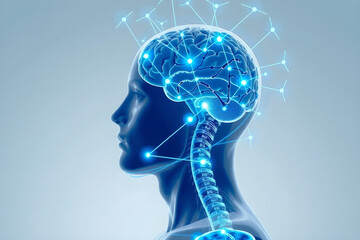 Fototapeta premium Human Brain Neural Network Connection Concept with Glowing Nodes Illustration