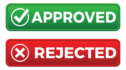 Approved and Rejected Stamp Icon Set – Validation, Confirmation & Decline Symbol Vector Design