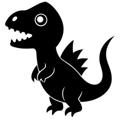 Chibi Black Dinosaur Breathing Fire Vector Illustration for Creative Projects