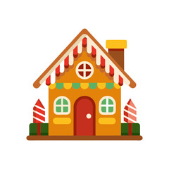 Festive gingerbread house with candy canes and gifts a charming christmas holiday scene