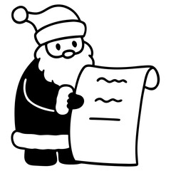 Santa Claus Checking Naughty or Nice List Festive Christmas Illustration for Holiday Design