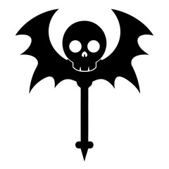 Skeleton Key with Bat Wings Gothic Fantasy Vector Illustration for Creative Designs