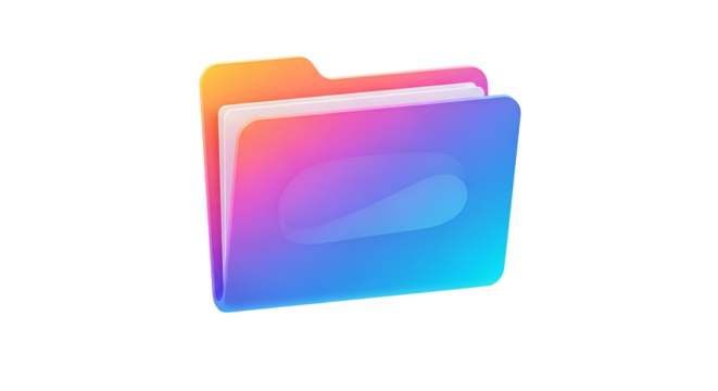 3d icon of colorful folder icon with documents isolated on transparent background, representing file management and organization