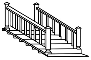 Stair Railing Vector Illustration Various Styles of Detailed Stair Railing Designs for Architecture and Interiors