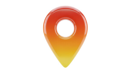 3d icon of vibrant location pin icon isolated on transparent background, ideal for maps and navigation applications