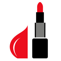 Red Lipstick Vector Illustration Flat Style Makeup and Fashion Design Element