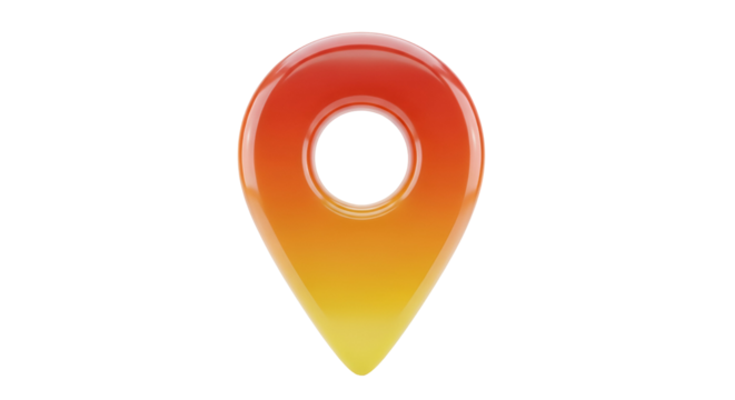 3d icon of vibrant location pin icon isolated on transparent background, ideal for maps and navigation applications