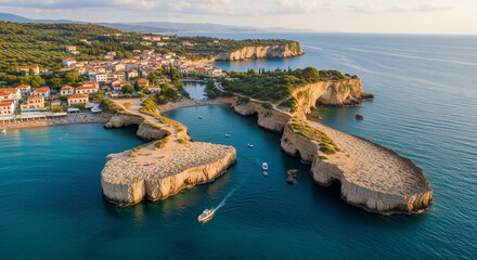 Obraz premium aerial view of the port of barcelona spain